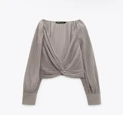 ZARA グレー ドレープブラウス M