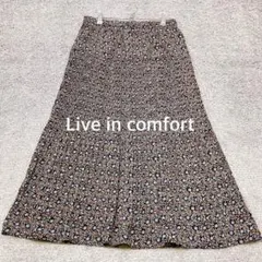 【Live in comfort】小花柄 ランダムプリーツフレアロングスカートのサムネイル