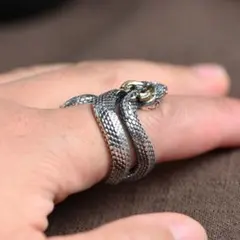 【再入荷】　蛇　指輪　フリーサイズ　スネーク　シルバー　ストリート　ヴィンテージ