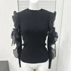 SNIDEL フリルスリーブニットプルオーバー　スナイデル