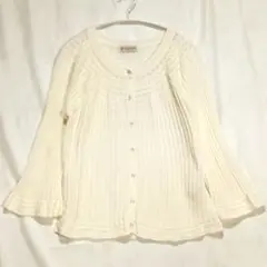 【Aylesbury】日本製トップス/ レース編みカーディガン/長袖/アイボリー