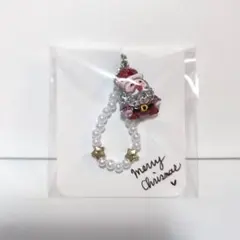 no.194　クリスマス　サンタ　ビーズチャーム　ストラップ　キーホルダー