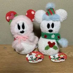 ディズニー ぬいぐるみ ミッキー　ミニー　セット　雪だるま　クリスマス2010