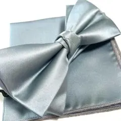 蝶ネクタイ・ポケットチーフ ライトブルー ボウタイ 挙式 新郎 無地 人気 T6