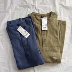 新品未使用　ワッフルヘンリーネック　UNIQLO