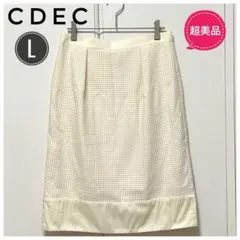 ★超美品・日本製★CDECクードシャンス 膝丈スカート アイボリー サイズ40のサムネイル