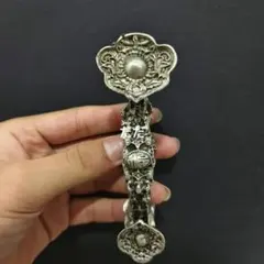 スプーンリメイク 羽 ピアス 片耳用 シルバー アンティーク感 新月 