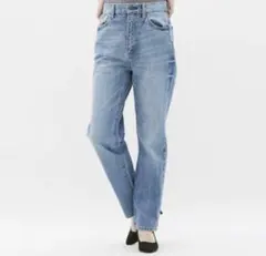 GU ハイウエストストレートジーンズ　Sサイズ　サックス