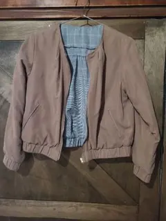 リバーシブルジャケット ブラウン・グレーチェック