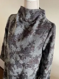 【ハンドメイド】ウール花柄ハイネックロングワンピース【2回着用】