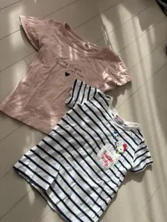 850円　100cm キティちゃんとシンプルロゴTシャツ２枚セット