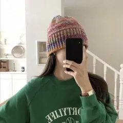 韓国　帽子　クラッシャーハット　ビーニー　y2k　グラフィック　海外ストリート