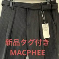 ⭐️新品タグ付き　MACPHEE 黒ストライプ クロプドパンツ ベルト付き　38