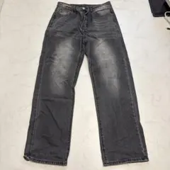SHEINウォッシュ加工 ワイドデニムパンツ グレー Mサイズのサムネイル