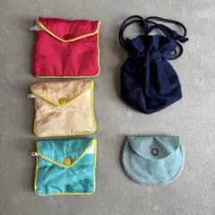 【美品】チャイナ風 アクセサリーポーチ 5点セット 小物入れ まとめ売り