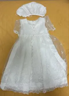 【綺麗です】ホワイト セレモニードレス 6M 帽子付き