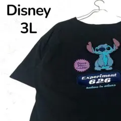 【人気】Disney スティッチ パイル刺繍 Tシャツ 黒 ディズニー 3Lのサムネイル
