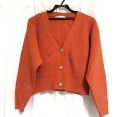 ZARA オレンジ カーディガン S