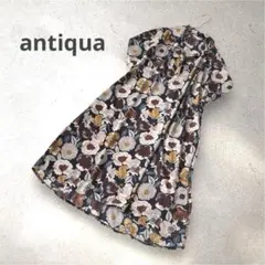 【美品】antiqua 花柄スキッパーワンピース ドルマン レトロ 半袖　完売品