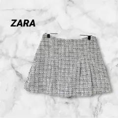 ザラ【S/日本サイズM相当】白黒 ツイード スコート ミニスカート パンツ