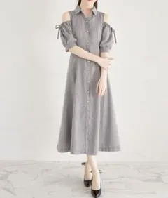【新品タグ付き】tocco closet ギンガムチェックシャツワンピース