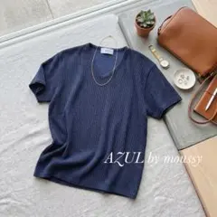 AZUL BY MOUSSY リブニット風 Vネック 半袖 カットソーのサムネイル