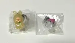 ハローキティ、モンチッチ めじるしアクセサリー2点