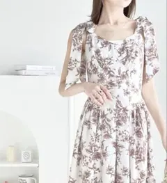 milybilet 花柄　肩リボンワンピース Y2K himekaji