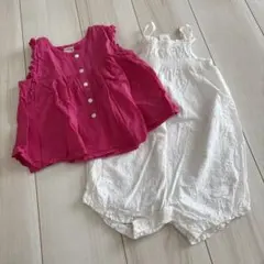 petit main トップス & H&M 白ロンパース セット 90-92
