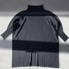 ビックシルエット【変形】美品　プリーツプリーズ　ワンピース3 黒　モックネック