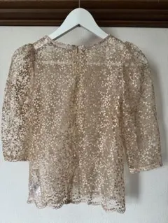 REDYAZEL ベージュ レース 七分袖ブラウス