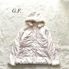 Q2【G.F.】ダウンジャケット　中綿　ラビットファー　薄ピンク　11R 上品