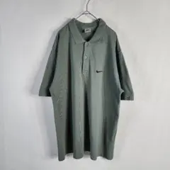 【NIKE】ナイキ 半袖ポロシャツ くすみカラー カーキ 薄手 大きめ 刺繍 S