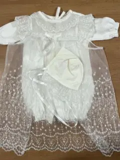 ベビーセレモニードレス　帽子　ツーウェイオール　セレモニー　白　3点セット売り