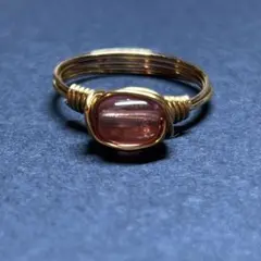 WR516G 天然石 ワイヤーリング ブラジル産 ピンクトパーズ ゴールド