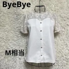 ByeBye レーストップス ホワイト M相当 半袖 シアー 透け感 デコルテのサムネイル