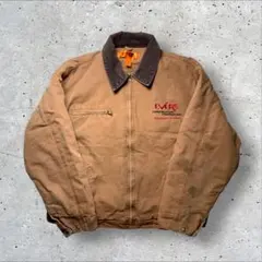 CornerStoneデトロイト企業刺繍ダック地ワークジャケット茶XL中綿古着