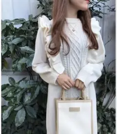 INGNI フリルケーブルニットワンピース