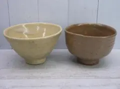 抹茶茶碗 大振り ２客セット 茶道具 工房窯産地不詳 G14701
