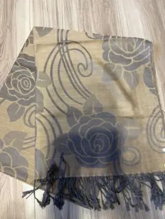 バラ柄ストール ベージュ・グレー