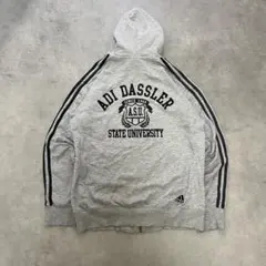 00s adidas フルジップパーカー 短丈 フーディ 3ストライプ