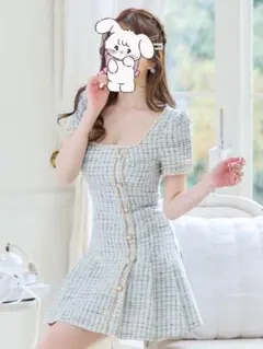 JEWELSスクエアネックツイードミニドレスMサイズ