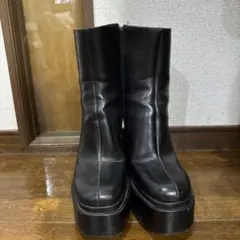 厚底 チャンキーヒール ショートブーツ ブラック　36