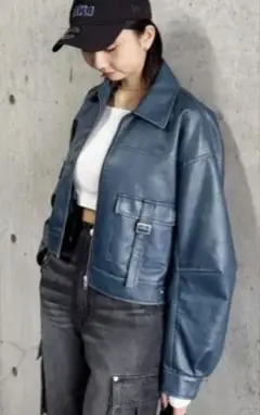 ウォッシュフェイクレザーブルゾン MURUA