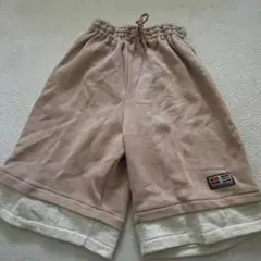 【格安】ピンクベージュ　半ズボン　もこもこ　裏起毛　白