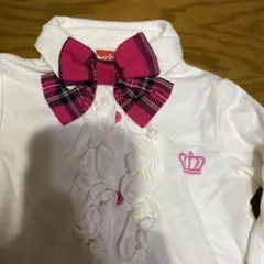 ホワイトフリルシャツ ピンクリボン付き　ベビードール