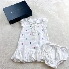 未使用級✨Ralph Lauren 6M ワンピース 半袖 パンツセット 刺繍