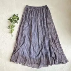 c2236『ミッシェルクラン』シフォン フレアロングスカート 38 ブルー