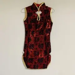チャイナ服　チャイナドレス　赤黒