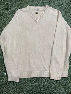 90s〜00s L.L.Bean Vネック コットンニット ベージュ L